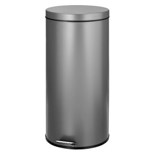 Mdesign Tall 30 Liter Large Round Metal Lidded Step Trash Can Thin Compact Garbage Bin With Removable Liner Bucket For Bathroo