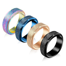 Fekang Anxiety Rings Fidget Rings For Women Stress Relief Spinner Rings For Teen Girls Stress Rings 4Pcs 6Mm Titanium Steel Ring