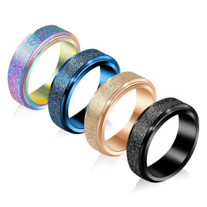 Fekang Anxiety Rings Fidget Rings For Women Stress Relief Spinner Rings For Teen Girls Stress Rings 4Pcs 6Mm Titanium Steel Ring