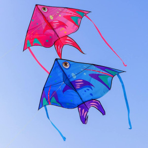 Xentumi Fish Kite 2 Pack With String Kites For Kids Adults Easy To Fly And Assemble Beach Kite For Kids 48 812 Kites For