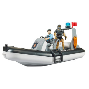 Bruder 62733 Bworld Police Boat With Rotating Beacon Light 2 Figures And Accessories