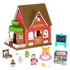 Lil Woodzeez Toy Figures Playset Miniature School Playhouse Stackable Storybook Posable Figures Bundle 3 Years