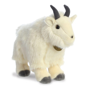 Aurora Realistic Miyoni Mountain Goat Stuffed Animal Lifelike Detail Cherished Companionship White 10 Inches