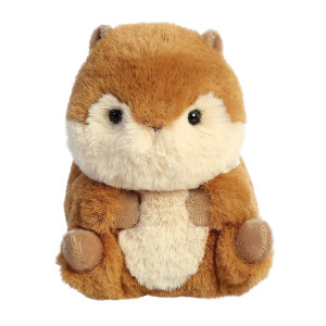 Aurora Round Rolly Pet Romper Chipmunk Stuffed Animal Adorable Companions Onthego Fun Brown 5 Inches