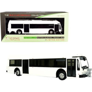 Proterra Zx5 Battery-Electric Transit Bus Blank White The Bus & Motorcoach Collection 1/87 (Ho) Diecast Model By Iconic Replicas 87-0243