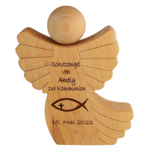 Guardian Angel For Birth Or Christening Handmade Money Gift With Personalised Engraving Alder Oiled 155 X 12 X 25 Cm