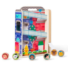 Melissa & Doug Go Tots Wooden Town House Tumble With 6 Disks - Fsc Certified