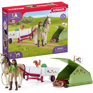 Schleich Horse Club 23Piece Sarahs Camping Adventure Horse Playset Toy Horse And Trailer With Doll And Camping Tent Horse