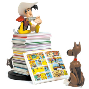 Plastoy Collectible Figurine Lucky Luke Leaning On A Stack Of Comics 2022