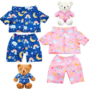 2 Pack Blue And Pink Bear Clothes Outfit Fit Most 1216 Inch Bears Stuffed Animal Clothes Pajamas Plushie Clothes Clothes For S