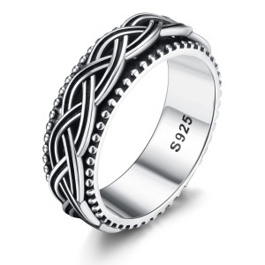 Milacolato 925 Sterling Silver Anxiety Ring For Women Men Platinum Plated Sterling Silver Band Fidget Ring Celtic Knot Spinner R