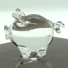 Sansukjai Pig Tiny Miniature Figurines Animals Hand Blown Glass Art Collectible Gift Decorate V1 Clear