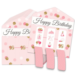 Big Dot Of Happiness Sweet 1616Th Birthday Party Game Pickle Cards Pull Tabs 3Inarow Set Of 12