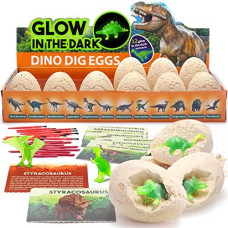 Dinosaur Eggs Dig Kit 12 Dinosaur Toy Eggs Excavation Kit With Glowing Dino Inside Dinosaur Toys Gift Party Supplies For B