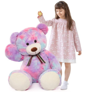 Tezituor 40In Giant Teddy Bearbig Stuffed Animal Plushrainbow Purple Soft Gifts For Baby Showervalentine Christmas Birthday