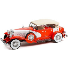 Greenlight Collectible Duesenberg Ii Sj Red And White With Tan Top 1/18 Diecast Model Car By Greenlight 13627
