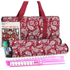 Mose Cafolo American Mahjong Game Set Paisley Carrying Bag166 Premium White Tiles Allinone Color Rackpushers Chipswind I