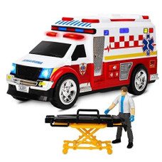 Ambulance Toy Truck 15 Large Toy Cars For Kids Lights Sounds Toddler Toy Ambulance With Accessories Rescue Role Playset