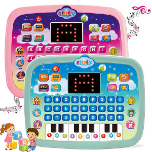 Wenbeier Kids Tablet Toddler Learning Pad With Led Screen Teach Alphabet Numbers Word Music Math Early Development Interactive E