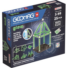 Geomag Glow Recycled Magnetic Constructions With Glow Effect Magnetic Bars Glowing In The Dark 25Piece Pack 100 Recycled