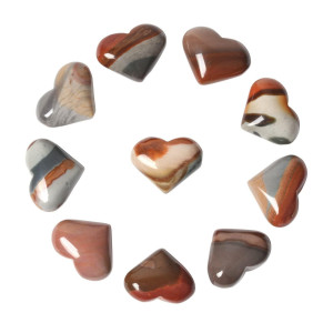 Natural Succor Creek Jasper Gemstone Healing Crystal 1 Inch Mini Puffy Heart Pocket Stone Iron Gift Box Pack Of 10