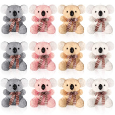 12 Pieces 4 Inch Plush Mini Bear Bunny Puppy Koala Easter Stuffed Animals Jointed Doll Toys Furry Dolls For Birthday Wedding Gra