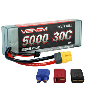 Venom Drive Series 30C 2S 5000Mah 74V Lipo Rc Battery Universal 20 Plug Lithium Polymer 2 Cell Soft Silicone Connector