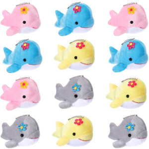 Zomiboo 12 Pcs Mini Animal Plush Toys Dolphin Sea Turtle Stuffed Animals Bulk Small Ocean Animal Plush Keychain Decorations For