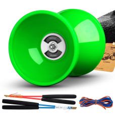 Magicyoyopro Triple Bearing Green Diabolo Medium Size 5 Chinese Yoyo Toy With 2 Pair Carbon Sticks 2 Extra Strings 1 Net Ba