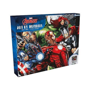 Aquarius Marvel Avengers Assemble Art By Numbers - 16 X 20 Inches Avengers Themed Paint By Number For Adults & Kids - Diy Color By Number Paint Kit For Beginner - Officially Licensed