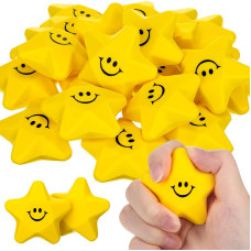 36 Pieces Star Smile Face Stress Balls Star Mini Foam Smile Ball With Letters Stress Relief Star Smile Balls Star Stress Toys Fo