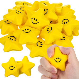 36 Pieces Star Smile Face Stress Balls Star Mini Foam Smile Ball With Letters Stress Relief Star Smile Balls Star Stress Toys Fo