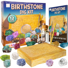 Hapinest Birthstone Dig Kit For Kids Excavate 12 Gemstone Crystals Geology Science Toys For Boys And Girls