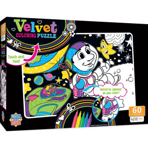 Baby Fanatic Masterpieces 60 Piece Jigsaw Puzzle For Kids - Space Astronauts Velvet Coloring - 14"X19"