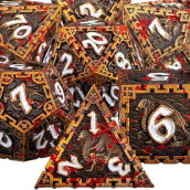 Aruohha 7Pcs Dnd Metal Dice Set Antique Gold Blood Polyhedral Dice Set With Gift Box, Large D&D Dice For Dungeons And Dragons Rpg Role Playing Dice 6 Sided D And D Dice D20 D12 D10 D8 D6 D4