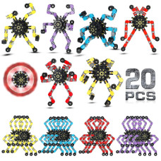 20 Pcs Transformable Chain Robot Finger Spinner Robot Deformed Mechanical Spiral Twister Fingertip Spinners Spiral Twister Finge