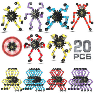 20 Pcs Transformable Chain Robot Finger Spinner Robot Deformed Mechanical Spiral Twister Fingertip Spinners Spiral Twister Finge