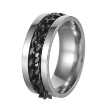 Udolfly Mens Fidget Rings Anxiety Rings For Men Womens Chain Spinner Rings For Adults Titanium Steel Ring Chain Black Size 6