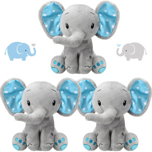 Zomiboo 3 Pieces Elephant Stuffed Animal 8 Inch Baby Stuffed Elephant Animal Plush Toy Gift Baby Girl Boys Bed Decor Cute Style