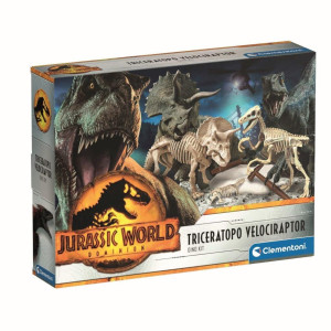 Clementoni Jurassic World 3 Excavation Set Triceratops Velociraptor Exciting Toy For Discovering Digging Dinosaur Fossils