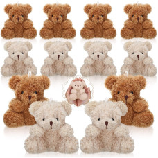 Sotiff 12 Pieces 4 Inch Mini Plush Bear Bulk Small Fuzzy Bear Stuffed Animal Toy Doll Wedding Party Favors For Graduation Birthd