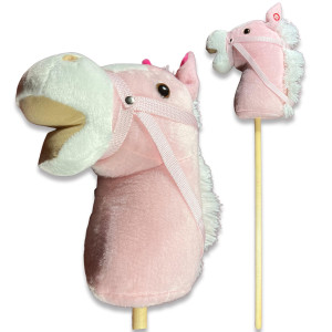 Nature Bound Stick Horse Pink Plush Handcrafted Hobby Horse Provides Fun Pretend Play For Toddlers Preschoolers Handsewn H