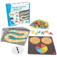 Edxeducation Monster Counters Activity Set - Early Math Manipulatives - 83 Pieces - 72 Counters, Activity Cards & Spinner - Counting, Sorting And More