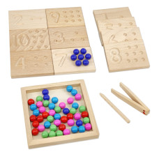 Wooden Number Tracing Board Set Toddler Montessori Math Beads Counting Toy Preschool Learning And Educational Math Game For Ki