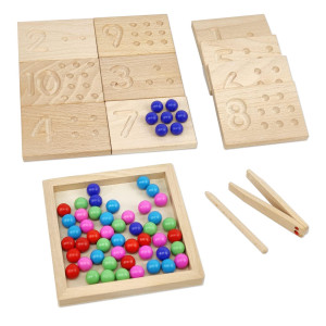 Wooden Number Tracing Board Set Toddler Montessori Math Beads Counting Toy Preschool Learning And Educational Math Game For Ki