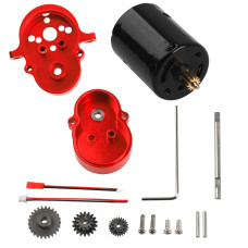 Vgoohobby Aluminum Alloy Gearbox Housing Gear Box Steel Gears With 370 Motors Compatible With Wpl D12 110 Rc Car Red