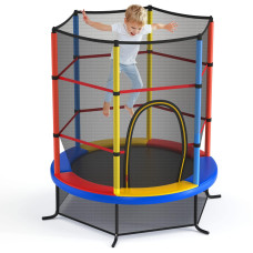 Gymax 55 Trampoline For Kids Toddler Trampoline With Allround Safety Enclosure Net Double Side Zipper Indooroutdoor Kid