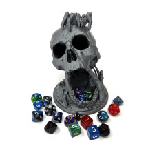 Munnygrubbers Skull Dice Tower Random 7Pcs D20 Dice Set Included No Paint Odorless Plastic Tabletop Roleplaying Game