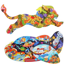 Gayisic Puzzles For Kids Ages 810 80 Pieces Lion And 128 Pieces Airplane Animal Vehicle Shaped Jigsaw Puzzles Gift For 4 6 8 1