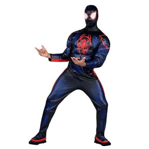 Marvel Deluxe Adult Miles Morales Costume, Mens Spiderman Halloween Costume - Officially Licensed X-Large